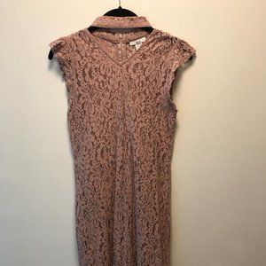 bar III Blush Pink Lace Choker Dress